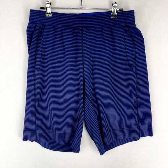 Lululemon‎ Men's Black and Blue Striped Athletic Shorts Size S - Picture 1 of 10